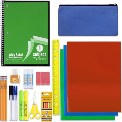 Trail Maker 30 Piece School Supplies Kit for Kids, Kindergarten & Elementary