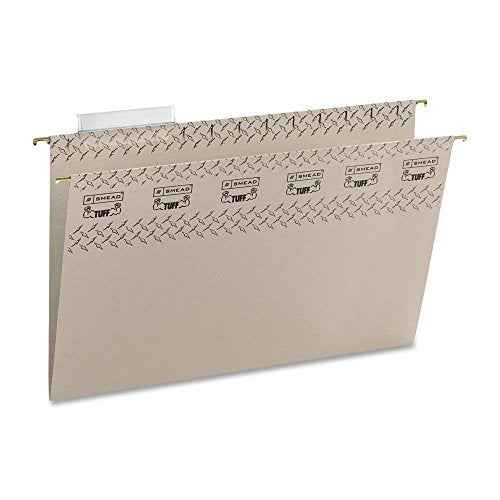 Smead TUFF Hanging File Folder with Easy Slide Tab, 1/3-Cut Sliding Tab, Legal Size, Steel Gray, 18 per Box (64093, Rod Color May Vary)