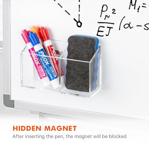 BEYGORM Clear Magnetic Dry Erase Marker Holder with 1 Pack - Anti-Slip Whiteboard & Refrigerator Organizer