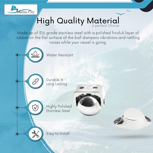 MARINE CITY 316 Stainless-Steel Gloss Finish Strong Magnetic Ball Door Stopper Soft Catch Holder Set for Boats Marine Bedroom Door Family Hardware