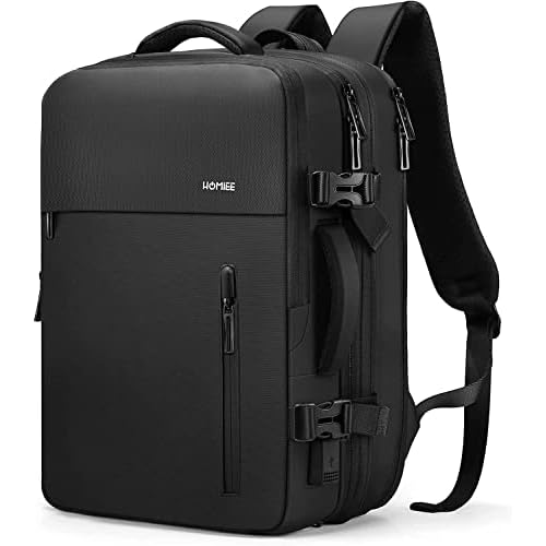 HOMIEE 40L Travel Backpack TSA Approved Personal Item Bag Carry on Luggage 18x14x8 Expandable Laptop Backpack for Men Women, Black