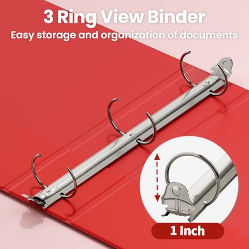 SUNEE 1 Inch 3 Ring Binders 6 Pack - Classic Assortment, Clear View, PVC-Free, 8.5x11 Inches for School & Office