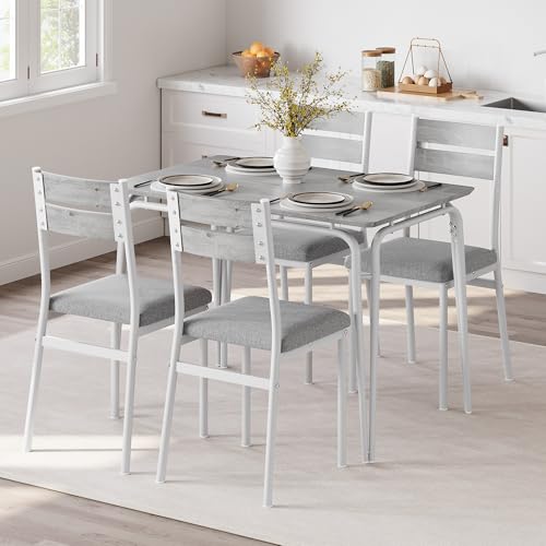 IDEALHOUSE 5-Piece Dining Set for 4 — Square Table with 4 Chairs, Small Space