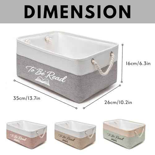 Book Storage Basket TBR Book Lover Gifts To Be Read List Storage Bin Reading Accessories?a bookish gift for students teachers homes as well as book club members and librarians (White + Gray)