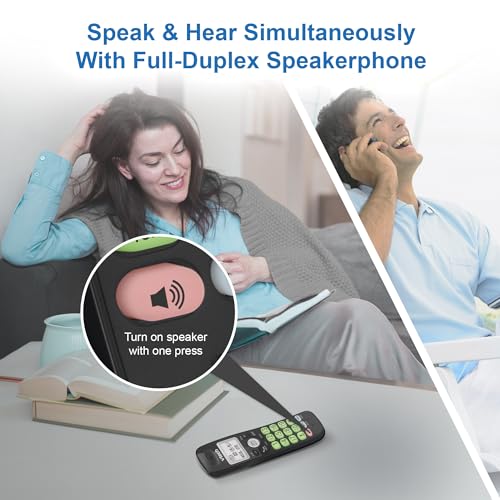 VTech Cordless Phone with DECT 6.0, Full-Duplex Speakerphone, Lighted Display, Backlit Keypad, Caller ID, Volume Control, Hearing Aid Compatible, Wall Mount, Black — Without Answering Machine