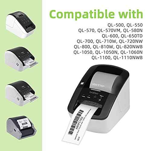 Compatible Shipping Labels Replacement for DK-1202 (2.4" x 3.9"), Use with Brother QL Label Printers (12 Rolls + 1 Reusable Cartridges, 300 Labels/Roll)