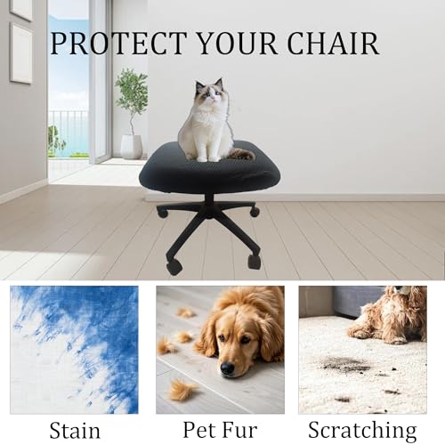 Runseaway Black Stretch Office Chair Cover - Universal Elastic Slipcover for Rotating Chairs
