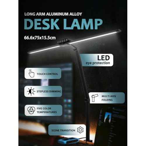 USB Clip On Desk Lamp with Flexible Gooseneck, 3 Color Modes & Dimmable, Eye-Caring LED Light for Office, Study, Reading, Computer Monitor