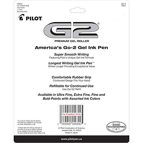 Pilot G2 Premium Gel Pens, Gel Roller Pens, Fine Point 0.7 mm Assorted Colors 8