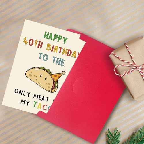 Funny 40th Birthday Gifts Men, Happy 40th Birthday Card for Husband Him, Taco 40 Years Old Mens Bday Decorations Ideas