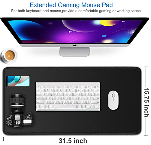 Naukay Large Gaming Mouse Pad 31.5x15.75in Black for Gaming & Office