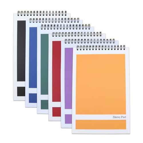 Top Spiral Steno Pads,6 Pack Notepads 6x9 Inches,80 Sheets White Paper Gregg Rule Steno Notebooks for Writing Notes in School, University, College, Office