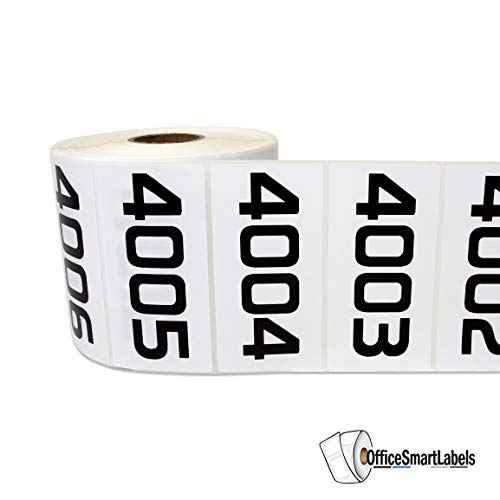 Consecutive Numbers [4001-5000] - 3" x 1.5" Number Stickers Labels White Inventory Prenumbered Sequential Labels Stickers Durable Laminated Vinyl Waterproof Numbered Stickers - 1 Roll, 1000 Labels