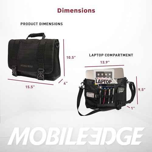 Mobile Edge ECO-Friendly Laptop Messenger Bag for Men and Women, for 14.1" PC and Compatible with MacBook 15", Cotton Canvas, Black