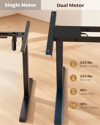 TOPSKY Dual Motor Standing Desk Frame Black Without Stand 225 lbs Capacity