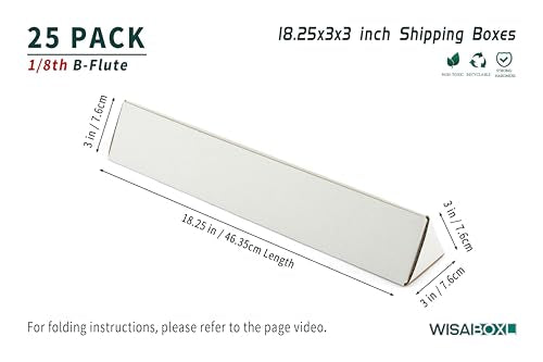 Wisaiboxl 18.25x3x3 Inch Triangle Mailing Tubes - 25 Pack Shipping Boxes