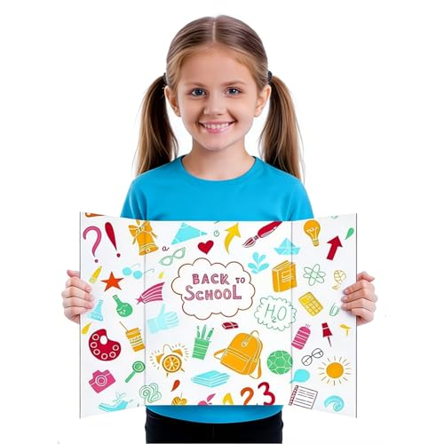 LonlyEagle 3-Pack White Trifold Poster Boards 24 x 16 Inches for Science & School Projects