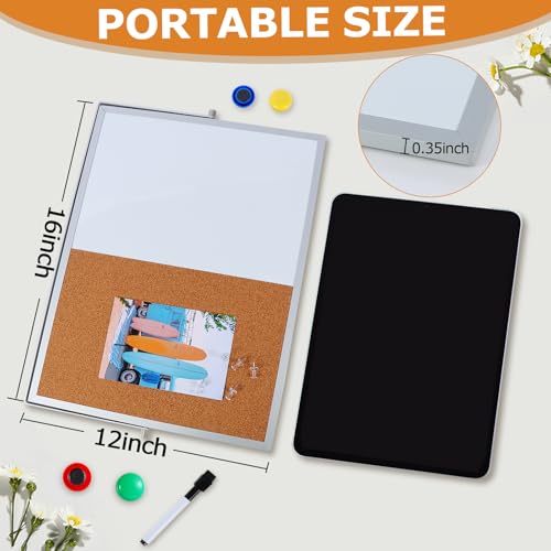 Ayliwee 16x12in Magnetic Whiteboard & Cork Board Combo with Accessories