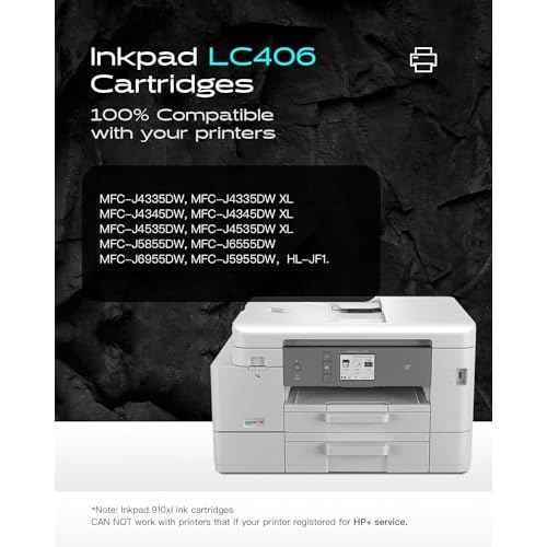 Compatible LC406 LC406XL Ink Cartridges Replacement for Brother LC406 XL LC 406 Ink Cartridge Compatible with MFC-J4335DW MFC-J5855DW MFC-J4535DW MFC-J6555DW MFC-J6955DW Printers -4 Pack(BK/C/M/Y)