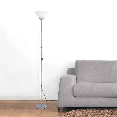 Simple Designs LF1052-SLV 70" Contemporary Classic Metal Uplight Floor Lamp, for Ambient Lighting, Living Room, Bedroom, Silver