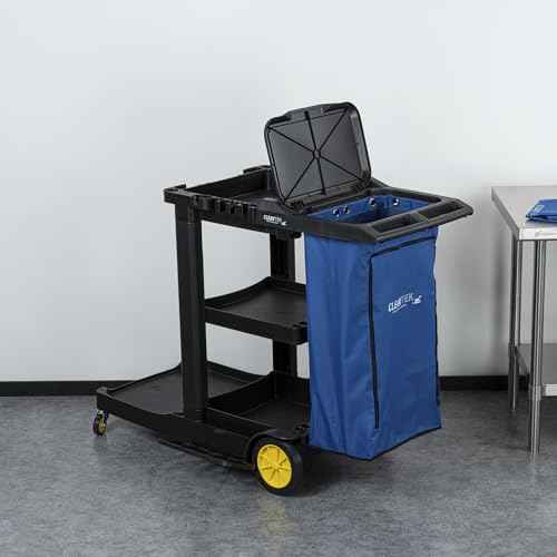 Restaurantware-Janitor CART Bag ONLY: Clean Tek Professional 16.93 x 10.63 x 29.53 Inch Janitorial Bag, 1 Heavy-Duty Receptacle - Janitor Cart Sold Separately, Durable, Blue Plastic Replacement