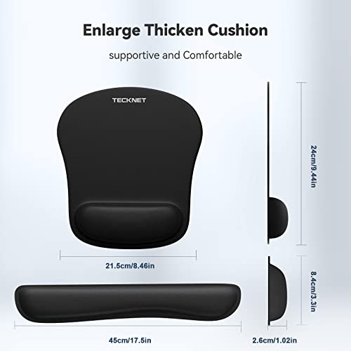 TECKNET Black Keyboard Wrist Rest & Mouse Pad Set - Ergonomic Support