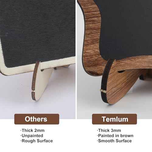 Temlum 15 Pcs Mini Chalkboard Sign with 6 Color Chalk Markers, 2.9¡È x 3.9¡È Wooden Blackboard Reusable Small Chalkboards for Food, Buffet, Parties, Message Boards, Table Numbers (Wavy Shaped)