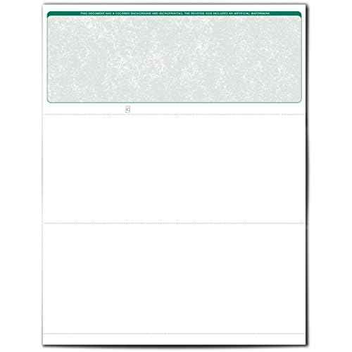 VersaCheck Secure Checks - 250 Blank Business Voucher Checks - Green Classic - 250 Sheets Form #1000 - Check on Top