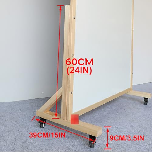 TRUNXUCL Double Sided Magnetic Whiteboard on Wheels - Natural 60x90cm/24x35in