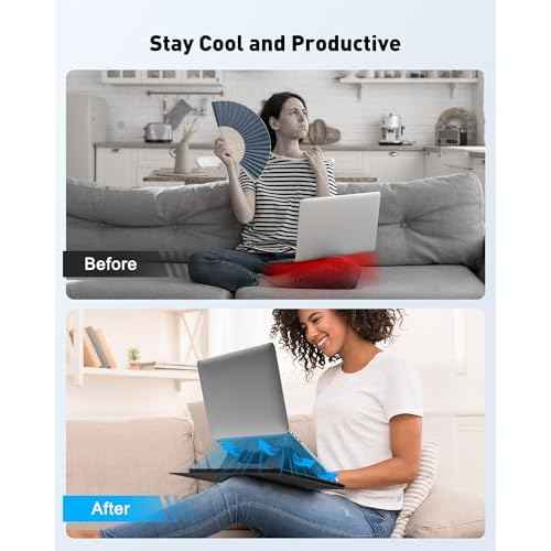 AboveTEK Adjustable Laptop Lap Desk, 3 Ergonomic Angles, PU Leather Non-Slip Surface, Heat Shield, Retractable Mouse Pad, Portable Laptop Lap pad Workstation for Bed, Sofa, Travel