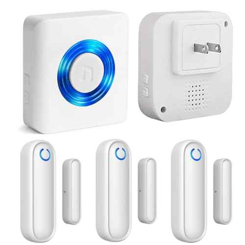Caregiver Pager Door Alarms for Dementia Patients/Kids Safety/Home Security,Wireless Door Alarm Sensor for Elderly/Business/Home/Store (Three Sensor One Receiver)