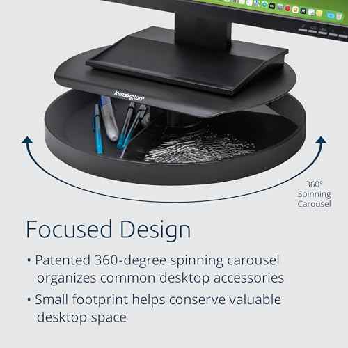 Kensington Smart Fit Spin2 Monitor Stand - Black (K52787WW), 3.1" x 12.6" x 12.6"