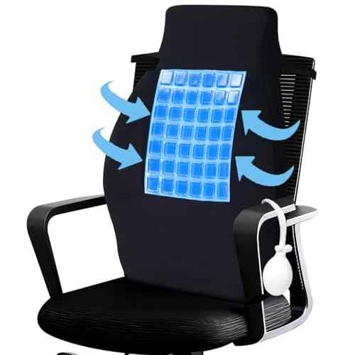 21.7'' Extra Long Gel Lumbar Support Pillow for Office Chair - with Adjustable Air Pump, Lumbar Cushion for Lower Back Pain Relief, Back Rest Support Pillow for Car, Wheelchair, Adjustable Straps