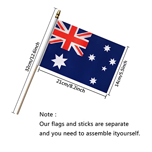 Australian Mini Handheld Flag 5x8 Inch - 12 Pack, TSMD Australia Flag