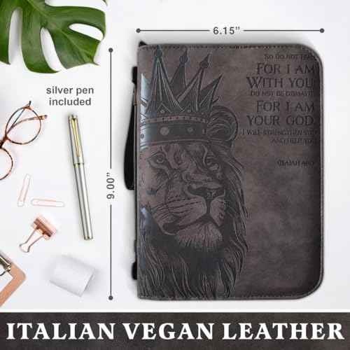 Bible Cover, The PCG Store Bible Case with Pen, 9.00" L x 6.15" W x 1.75" H Bible Covers for Woman and Men, Vegan Italian Leather Bible Bag.