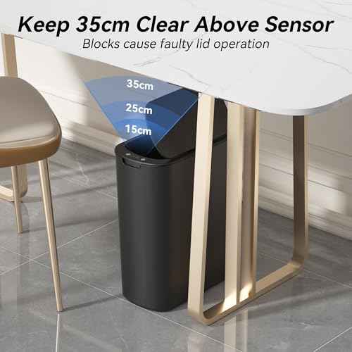 5 Gallon Motion Sensor Bathroom Automatic Trash Can with Lid (5 Gallon Black)