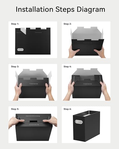 Oterri Black Letter-Size Collapsible Cardboard File Box with Handles - 2 Pack