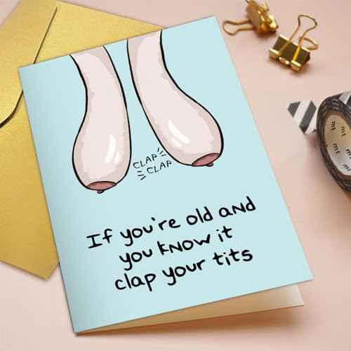 Qiliji Funny Birthday Card for Women, Rude Birthday Card for Her, 40th 50th 60th 70th for Female Friend, Naughty Old Age Birthday Card for Wife Sister Bestie Mom