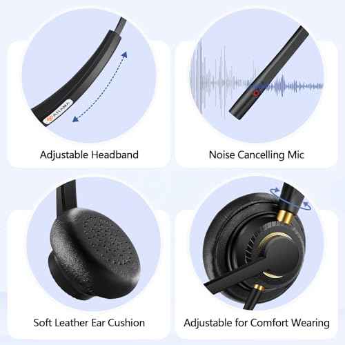 Arama Corded Telephone Headset Mono w/Noise Canceling Mic for Polycom Mitel Avaya Aastra Allworx Adtran Alcatel Lucent AltiGen Comdial Digium Gigaset InterTel Plantronics Landline Deskphones(A800S1)