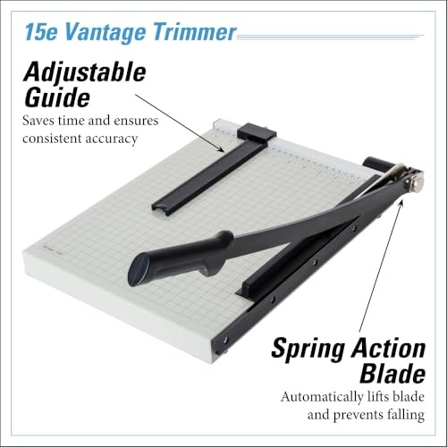 Dahle 15e Vantage Paper Trimmer 15-Inch Cut Length, 15 Sheets, Automatic Clamp, Metal Base