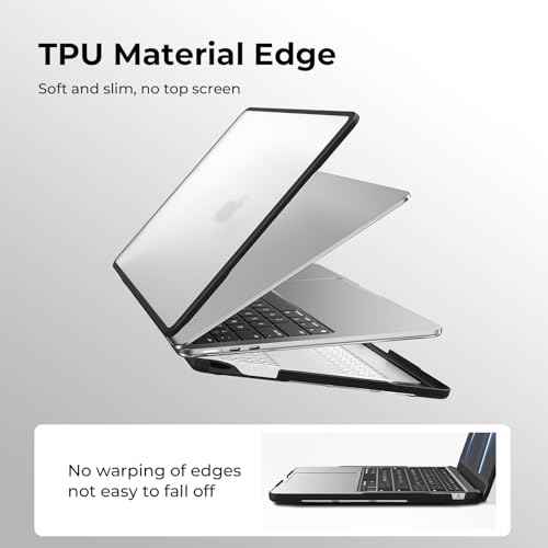 BlueSwan Anti-Cracking Hard Shell Case Compatible with MacBook Air 13 inch M4 M3 M2 2025 2024-2022 A3240 A3113 A2681, Soft TPU Bumper PC Base for Air 13.6 inch, Frosted Clear