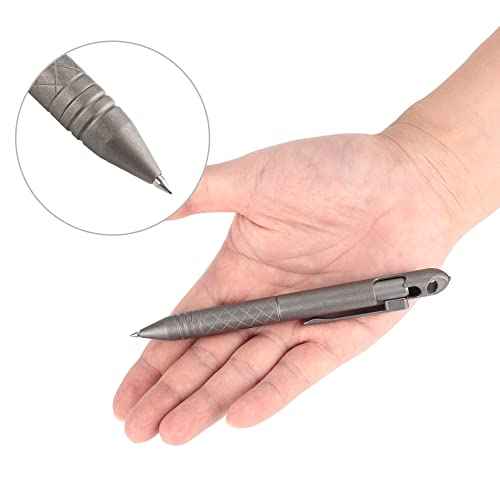 SMOOTHERPRO Titanium Bolt Action Pen with Tungsten Side for EDC Pocket Outdoor Collection Signature Office School Color Stonewash (TI01BK)