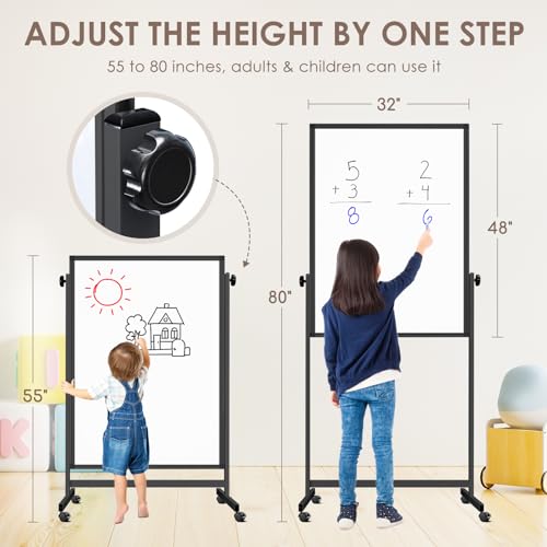 Reliaboard Double Sided Cork & White Board on Wheels 48x32in Aluminum Frame