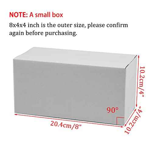50 Pack 8x4x4 Inches Shipping Boxes, Small Corrugated Cardboard Boxes for Mailing and Packing, White