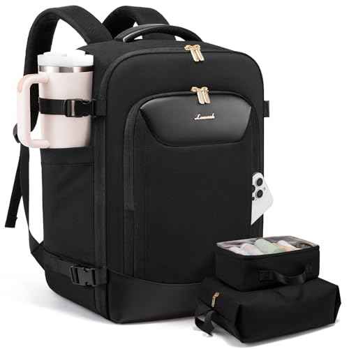 LOVEVOOK 40L Travel Backpack for Women Men, Large Carry on Backpack for Airplanes TSA Personal Item Travel Bag fits 15.6" Laptop, Waterproof Weekender Essentials Airline Approved with 2 Packing Cubes