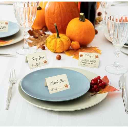Gift Boutique 100 Thanksgiving Place Cards and Gratitude Cards Fall Harvest Tent Name Cards I Am Thankful For for Dinner Table Setting Autumn Party Decor