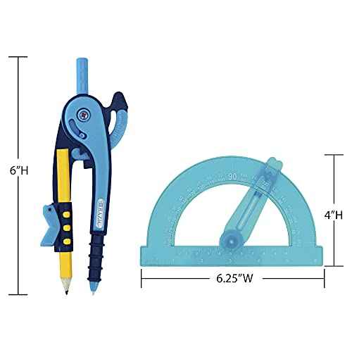 BAZIC Products Geometry Math Compass Set w/Scale-Arm, 6" Swing Arm Protractor, & HB Wood Pencil, Inch Centimeter, Mathematical Drafting Drawing Tool, 24-Pack