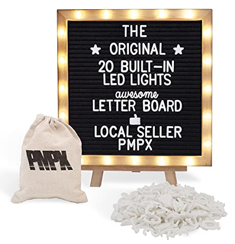 PMPX Black 10x10 Light-Up Letter Board with Stand & 340 Letters Emojis - Custom Signs