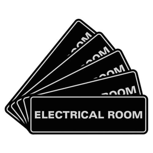 All Quality Standard Electrical Room Sign - Black - Medium (5 Pack)