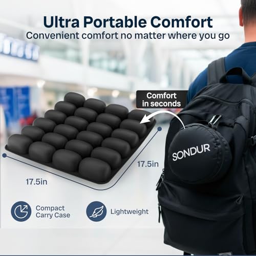 Travel inflatable airplane seat cushion with 24 air cells, cloudair comfort